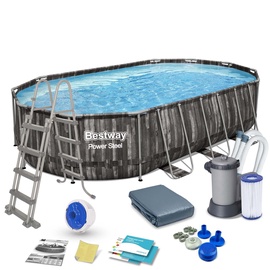 Бассейн Bestway Power Steel 380052, 20241 l, серый (поврежденная упаковка)