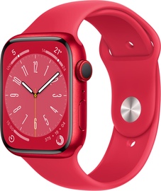 Viedais pulkstenis Apple Watch Series 8 GPS + Cellular 45mm RED Aluminium Case with RED Sport Band - Regular, sarkana