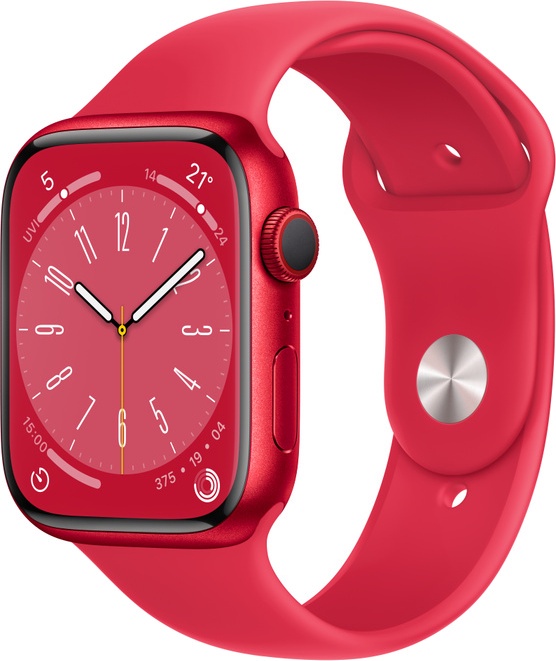 Nutikell Apple Watch Series 8 GPS + Cellular 45mm RED Aluminium Case with RED Sport Band - Regular, punane