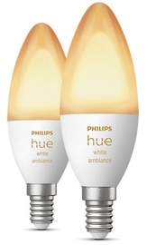 Светодиодная лампочка Philips Hue LED, белый, E14, 4 Вт, 320 - 470 лм, 2 шт.