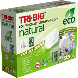 Таблетки для посудомоечной машины Tri-Bio Natural All in One, 25 шт.
