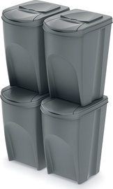 Atkritumu šķirošanas sistēma Prosperplast IKWB35S4-405U, 4 x 35l l, antracīta