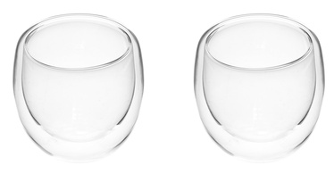 Dubultā stikla glāzes komplekts Maku Hot & Cold 283848, caurspīdīga, 0.2 l