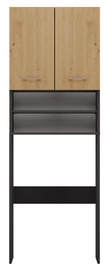 Шкаф над стиральной машиной Pola, дубовый/антрацитовый, 30 см x 64 см x 180 см