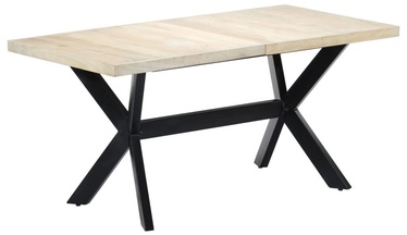 Söögilaud VLX Solid Mango Wood 247434, valge/must, 1600 mm x 800 mm x 750 mm