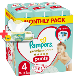 Подгузники Pampers Premium Care Pants, 4 размер, 9 - 15 кг, 114 шт.