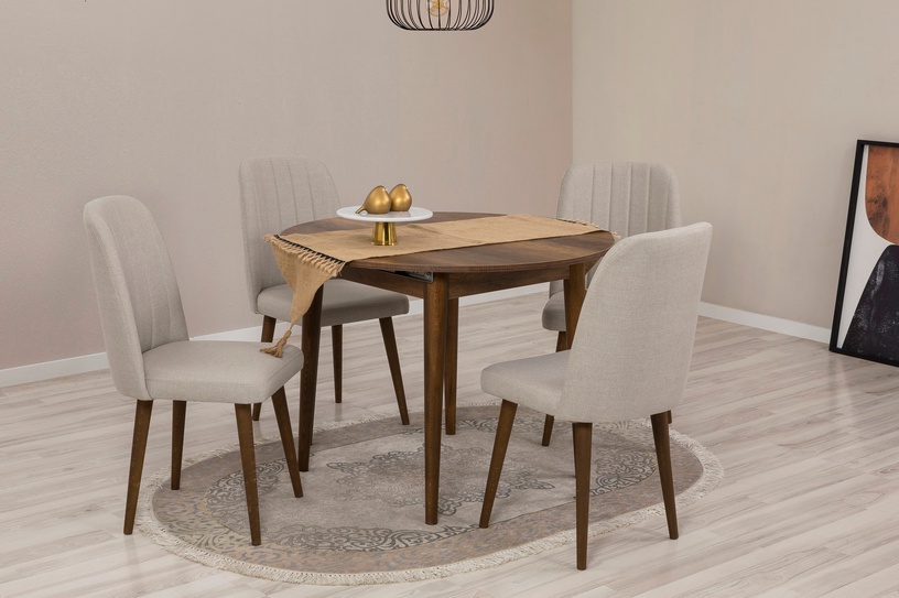 Ēdamistabas komplekts Kalune Design Vina 1005, krēmkrāsas/valrieksts
