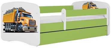 Bērnu gulta vienvietīga Kocot Kids Babydreams Truck, zaļa, 144 x 80 cm, ar nodalījumu gultas veļai