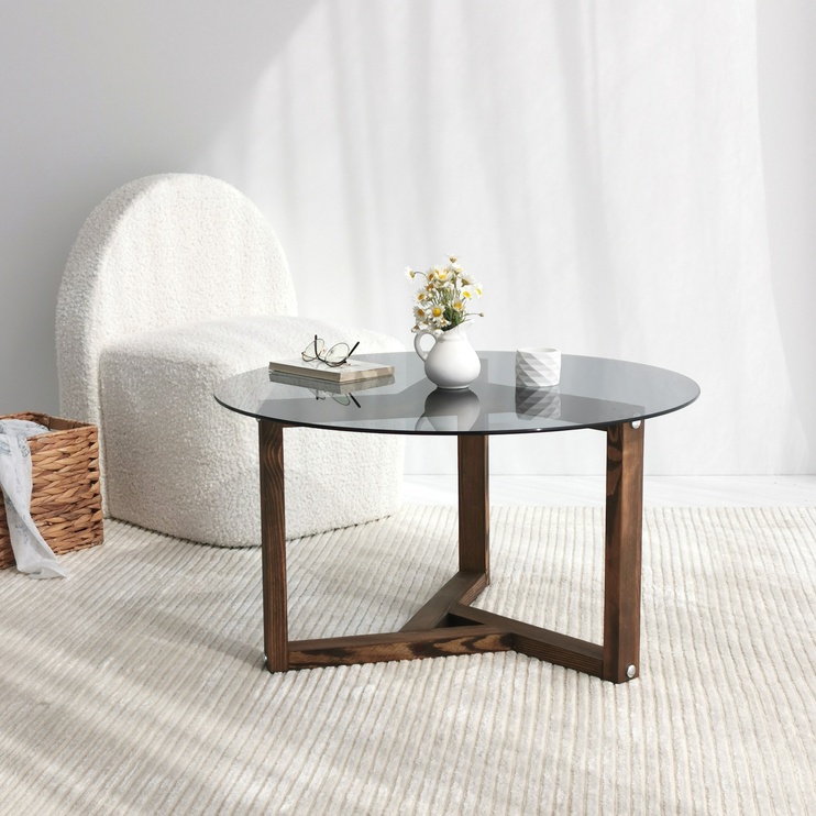 Журнальный столик Kalune Design Miro, коричневый, 75 см x 75 см x 40 см