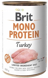 Mitrā barība (konservi) suņiem Brit Mono Protein Turkey, tītara gaļa, 0.4 kg