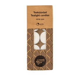 Sveču komplekts tējas sveces Home4you New Eco, 4 h, 90 g, 10 mm x 35 mm, 10 gab.
