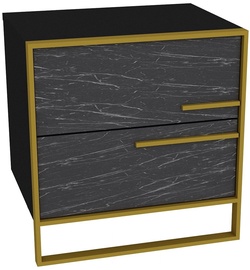 Ночной столик Kalune Design Polka 875ZNA3409, золотой/черный, 38.5 x 50 см x 51.8 см
