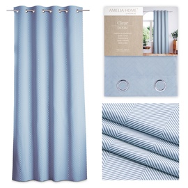 Nakts aizkari AmeliaHome Clear, balta/tumši zila, 140 cm x 250 cm