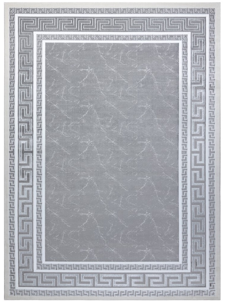 Ковровая дорожка Hakano Mosse Frame 2, белый/серый, 250 см x 60 см