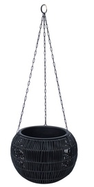 Karināmais puķu pods Home4you Wicker 38115, plastmasa/metāls, Ø 320 mm, melna