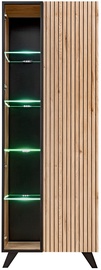Шкаф-витрина ASM Liam, черный/светло-коричневый, 40 см x 70 см x 192 см
