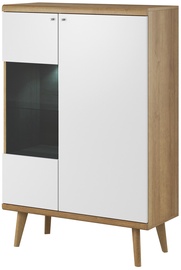 Шкаф-витрина Piaski Primo PWT90, белый/дубовый, 90 см x 40 см x 134 см