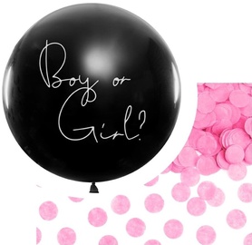 Воздушный шар круглый Party&Deco Boy or Girl?, черный/розовый
