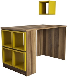 Письменный стол и полка Kalune Design Box 845HCT3807, желтый/ореховый