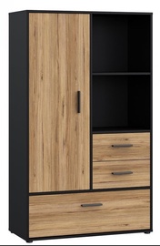 Skapis Forte Mokkaro MOKR521L-M322, melna/ozola, 42 cm x 94.7 cm x 157.2 cm