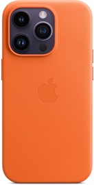 Vāciņš Apple Leather Case with MagSafe, Apple iPhone 14 Pro, oranža