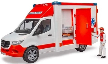 Transpordi mänguasjade komplekt Bruder Ambulance Mercedes-Benz Sprinter 02676, valge/punane