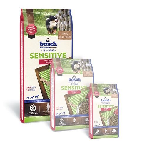 Sausā suņu barība Bosch PetFood Sensitive, jēra gaļa/rīsi, 15 kg