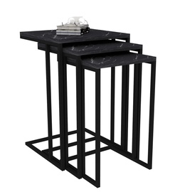 Žurnālgaldiņi Kalune Design Black Mermer, melna, 380 - 400 mm x 400 mm x 520 - 600 mm