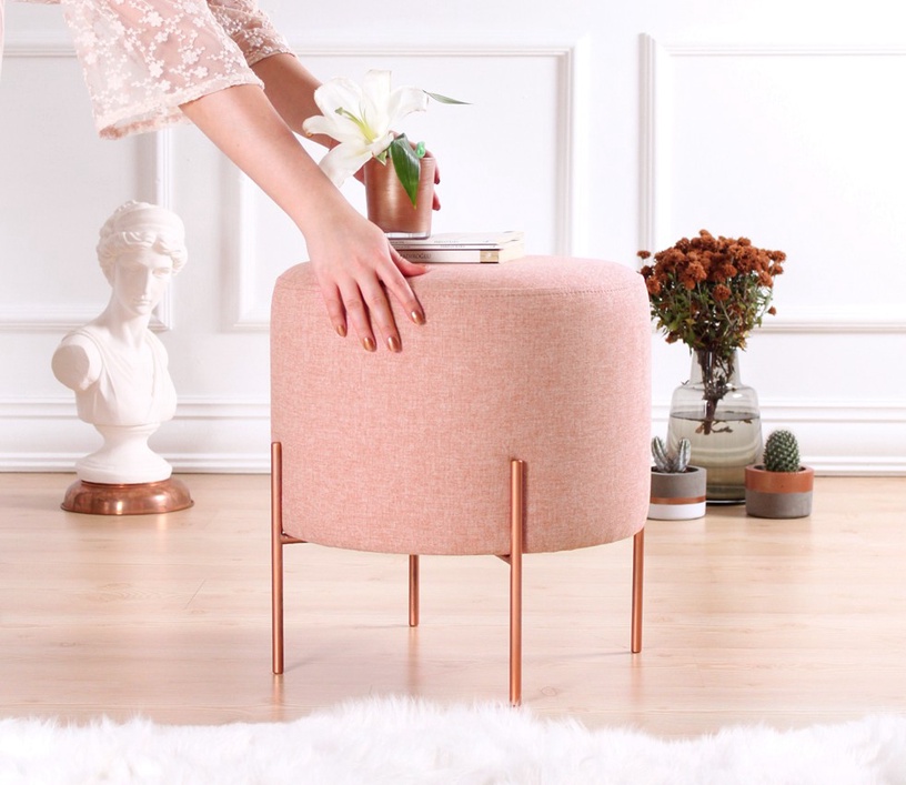 Пуф Hanah Home Copper 44, розовый/медный, 40 см x 40 см x 42 см