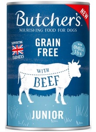 Mitrā barība (konservi) suņiem Butchers Junior Beef in Jelly, liellopa gaļa, 0.4 kg