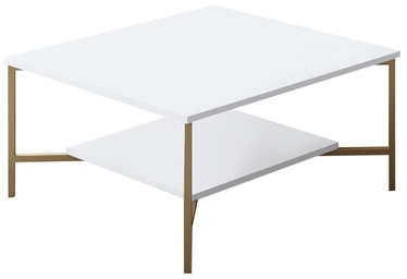Журнальный столик Kalune Design Gold Line, золотой/белый, 80 см x 80 см x 40 см