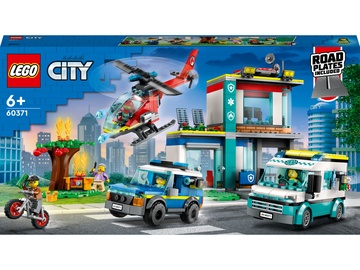 Konstruktors LEGO® City Neatliekamās palīdzības transportlīdzekļu bāze 60371, 706 gab.