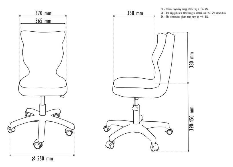 Bērnu krēsls Petit White VT05 Size 4, balta/zaļa, 550 mm x 780 - 830 mm