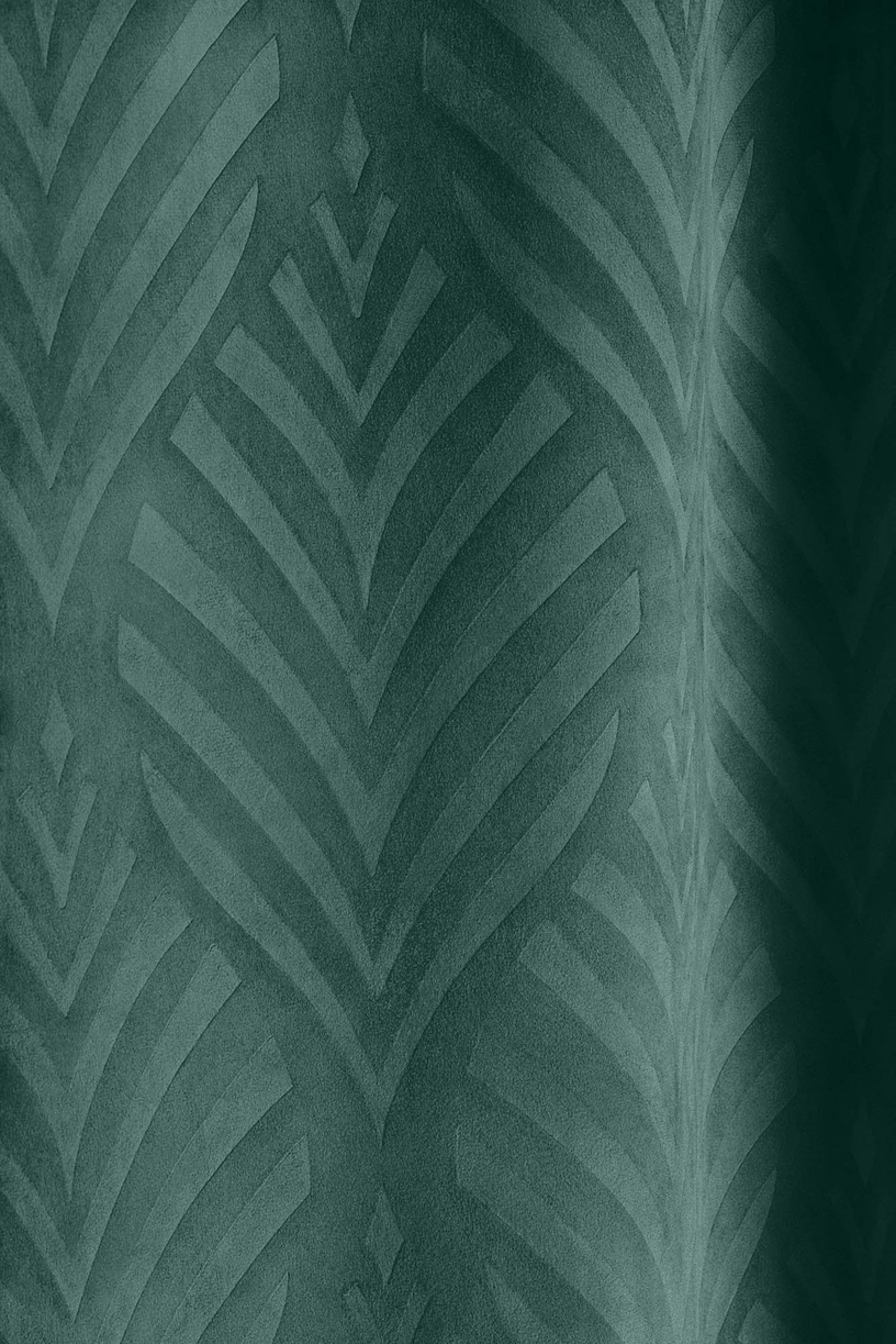 Nakts aizkari Room99 Leafly, tumši zaļa, 140 cm x 250 cm