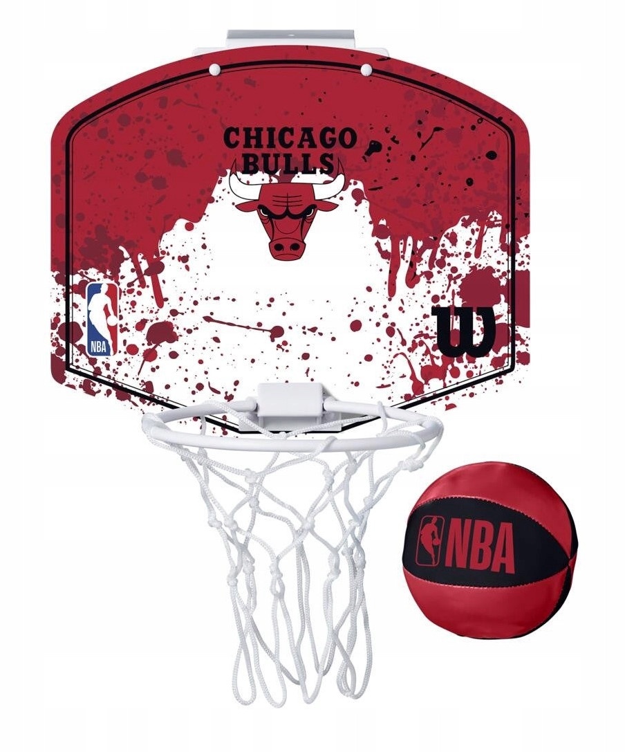 Баскетбольное кольцо с сеткой Wilson NBA Team Mini Hoop Chicago Bulls, 24  см x 29 см - 1a.lt