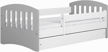 Vaikiška lova viengulė Kocot Kids Classic 1, balta/pilka, 144 x 90 cm, su patalynės dėže