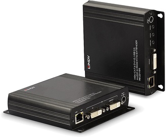 Komplekt Lindy 140m Cat.6 DVI-D, USB, Audio & RS232 KVM Extender, 140 x 125 mm, must