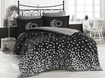 Комплект постельного белья Mijolnir Star's, белый/черный, 200x220