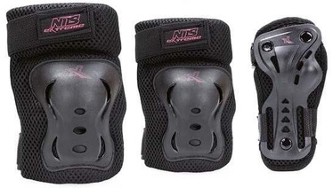 Kūno dalių apsaugos priemonė Nils Extreme Protector Set, M, juoda/rožinė