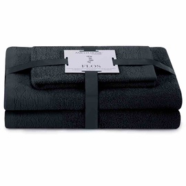Dvieļu komplekts vannas istaba AmeliaHome Flos, melna, 30 x 50 cm/50 x 90 cm/70 x 130 cm, 3 gab.