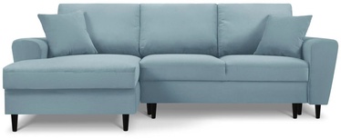 Stūra dīvāns Micadoni Home Moghan Corduroy 4 Seats, gaiši zila, kreisais, 241 x 145 cm x 88 cm