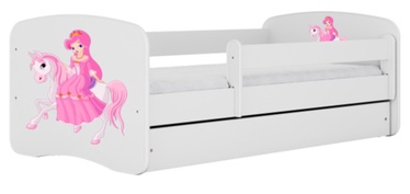 Lastevoodi ühekohaline Kocot Kids Babydreams Princess on a Horse, valge, 184 x 90 cm, voodipesu kastiga