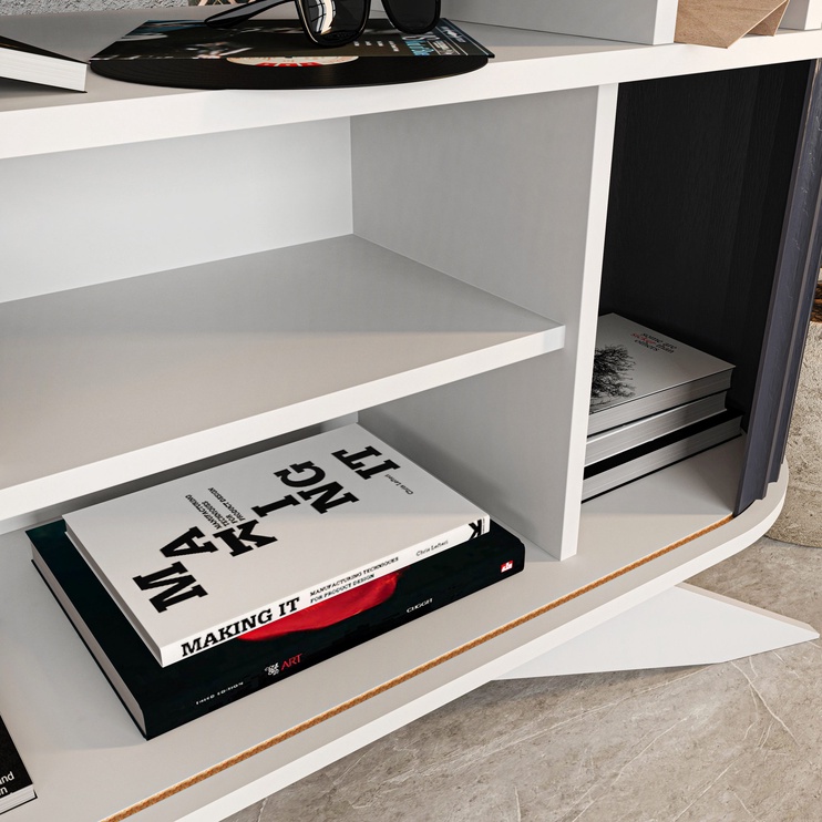 Журнальные столики Kalune Design Stor, белый/антрацитовый, 43 см x 150 см x 75 см