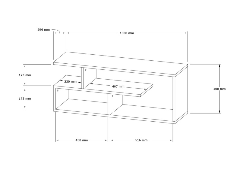 TV-laud Kalune Design Cafu, valge, 100 cm x 29.6 cm x 40 cm