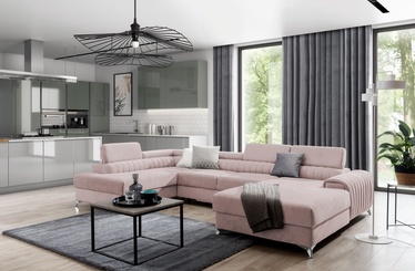 Stūra dīvāns Lacante Gojo 101, rozā, kreisais, 202 x 354 cm x 92 cm