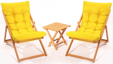 Lauko baldų komplektas Kalune Design MY005, geltonas/medžio, 2 vietų