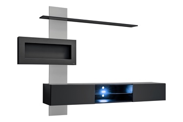 Sekcija ASM Flame B, melna/pelēka, 250 cm x 40 cm x 170 cm