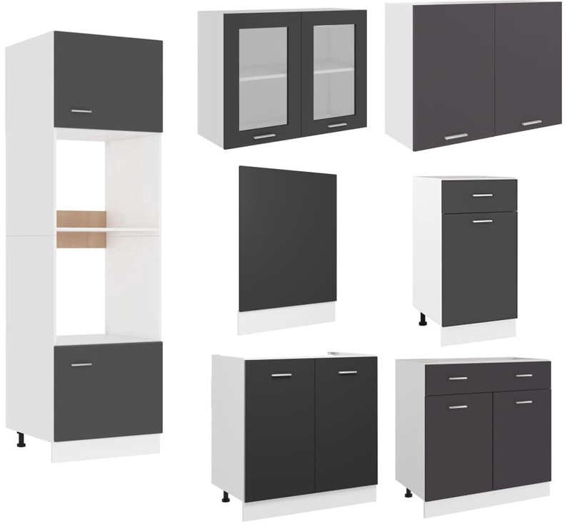 Кухонный гарнитур VLX 7 Piece Set, серый, 3.05 м