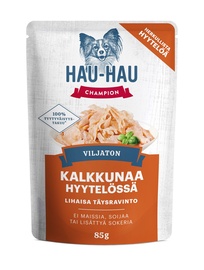 Mitrā barība (konservi) suņiem Hau-Hau, tītara gaļa, 0.085 kg