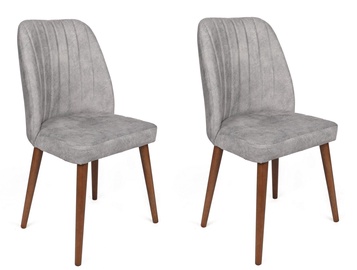 Ēdamistabas krēsls Kalune Design Alfa 468 V2 974NMB1642, pelēka/valriekstu, 49 cm x 50 cm x 90 cm, 2 gab.
